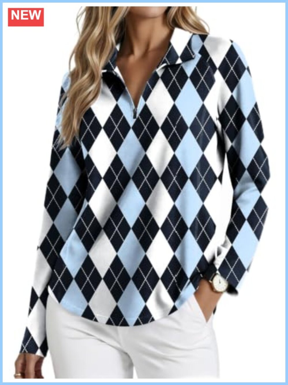 Women's Golf Polo Long Sleeve 1/4 Zip UPF 50+ Athletic Shirt with Thumb Holes